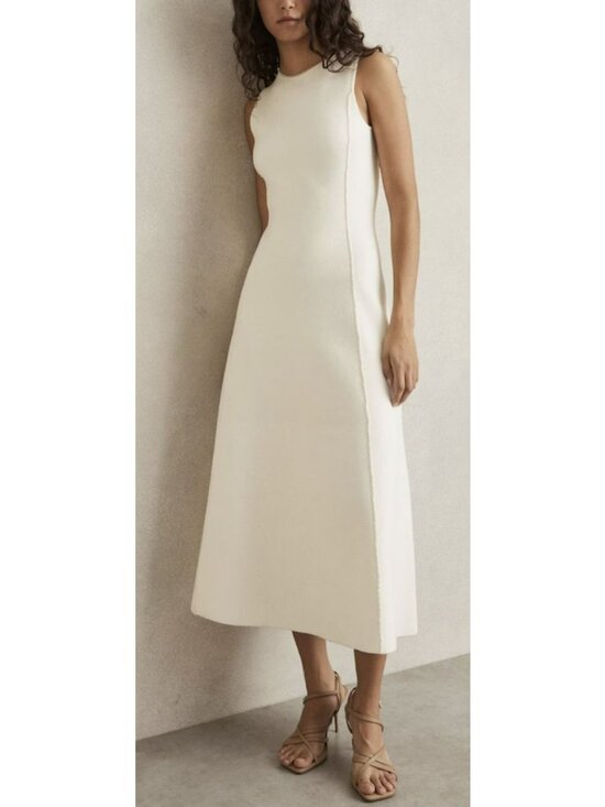 Reiss Dresses & Skirts - New Reiss Nilo Knitted Midi Dress in Ivory Medium Petite